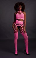 Two Piece with Crop Top and Stockings - Pink - XS/XL Two Piece with Crop Top and Stockings - Pink - XS/XL