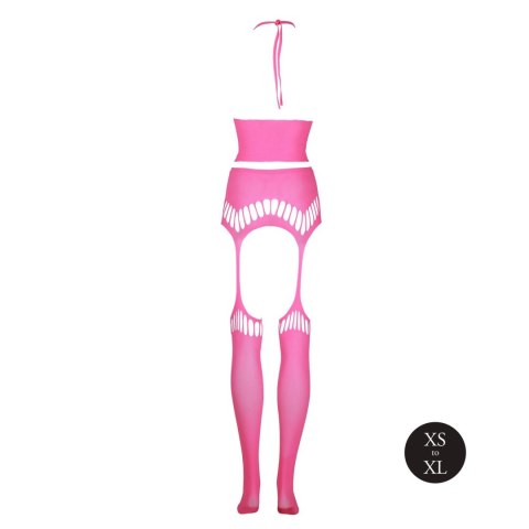 Two Piece with Crop Top and Stockings - Pink - XS/XL Two Piece with Crop Top and Stockings - Pink - XS/XL