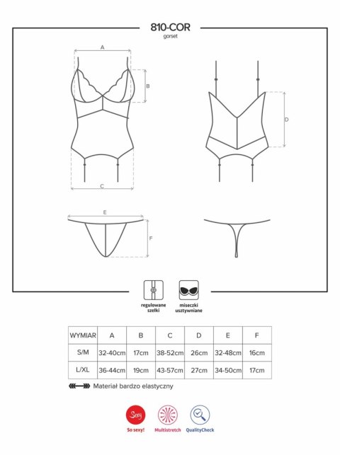 Bielizna-810-COR-1 gorset i stringi czarny S/M Bielizna-810-COR-1 gorset i stringi czarny S/M