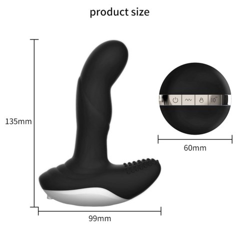 Wibrator-Silicone Massager USB 7 Function + Pulsator / Heating BLACK Wibrator-Silicone Massager USB 7 Function + Pulsator / Heating BLACK