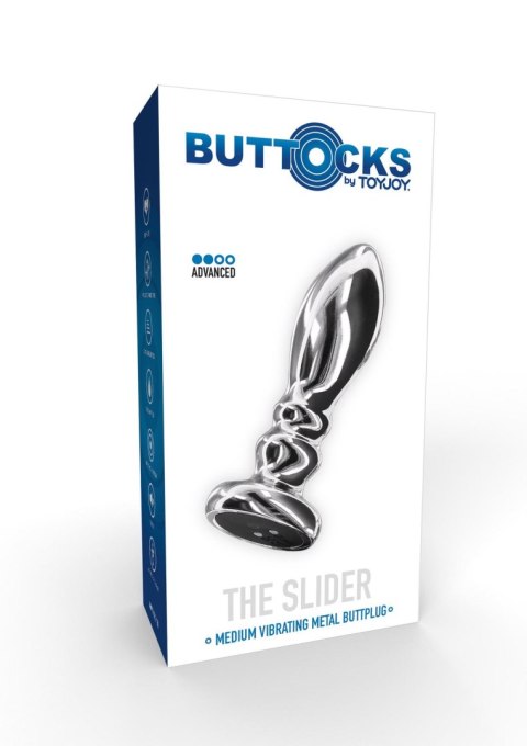 Buttplug Vibr. Ribbed Medium Silver Buttplug Vibr. Ribbed Medium Silver