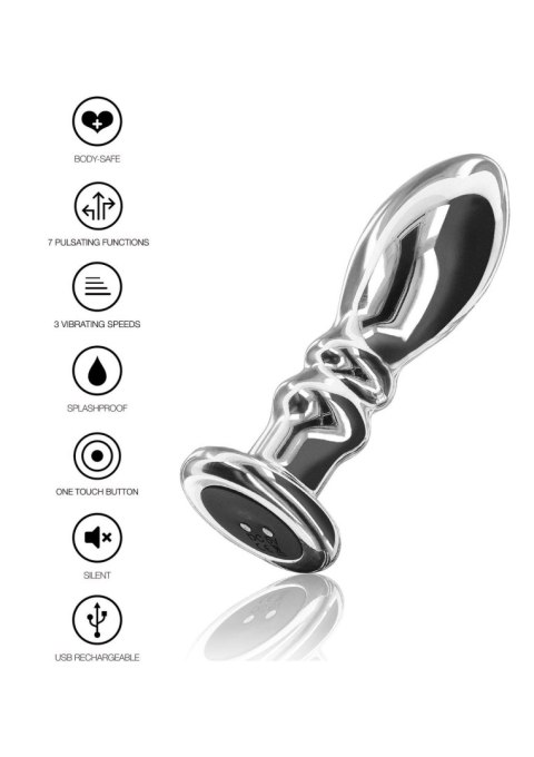 Buttplug Vibr. Ribbed Medium Silver Buttplug Vibr. Ribbed Medium Silver