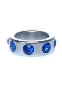 Pierścień-Metal Cock Ring with Dark Blue Diamonds Small Pierścień-Metal Cock Ring with Dark Blue Diamonds Small