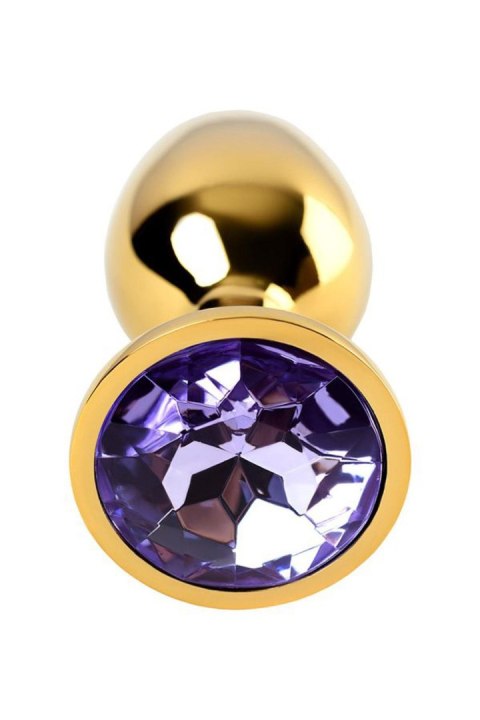 Golden anal plug TOYFA Metal,with a amethyst colored gem