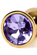 Golden anal plug TOYFA Metal,with a amethyst colored gem
