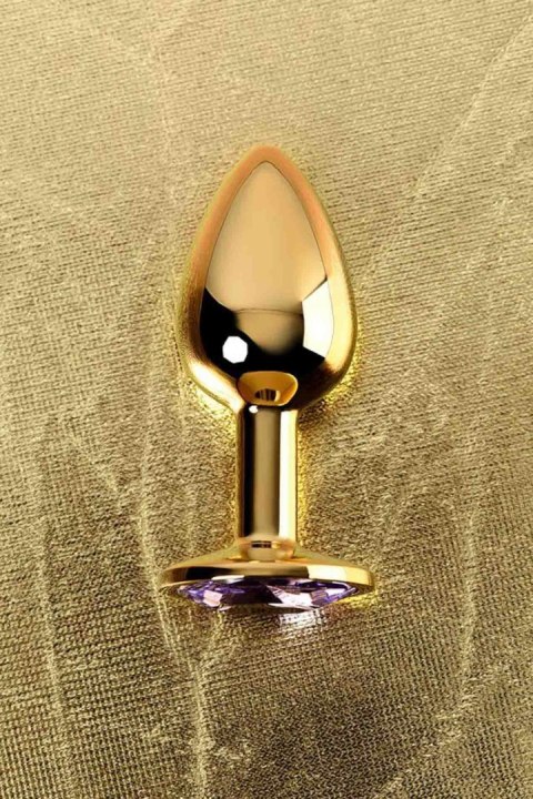 Golden anal plug TOYFA Metal,with a amethyst colored gem