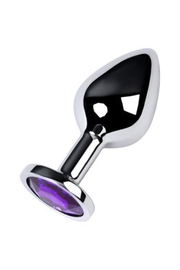Silver anal plug TOYFA Metal,with a amethyst colored gem