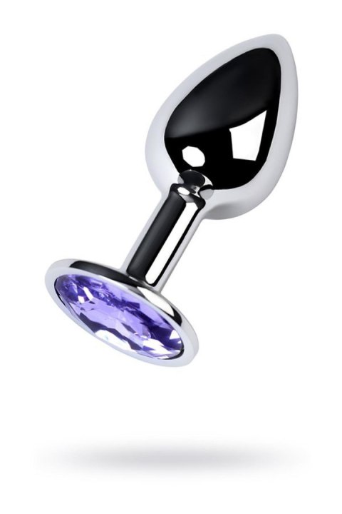 Silver anal plug with gem, blue