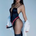 LEATHERETTE HARNESS FABULOUS - ONE SIZE - RED GLOSSY LEATHERETTE HARNESS FABULOUS - ONE SIZE - RED GLOSSY