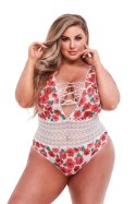 WHITE FLORAL & LACE TEDDY, XL