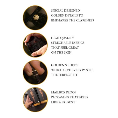 Aime - Brief with Open Crotch and Buttock, Adjustable Slider and Golden Details - One Size Aime - Brief with Open Crotch and Buttock, Adjustable Slider and Golden Details - One Size