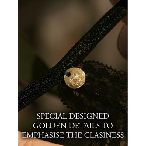 Cloe - Thong with Open Crotch, Adjustable Sliders and Golden Details - Plus Size