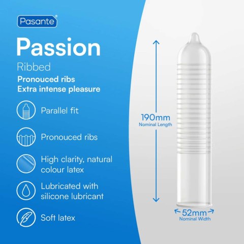 Pasante Ribbed/Passion Condoms 12 pcs