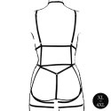 Strappy Open Cup Body Harness with Garters - Plus Size - Black Strappy Open Cup Body Harness with Garters - Plus Size - Black