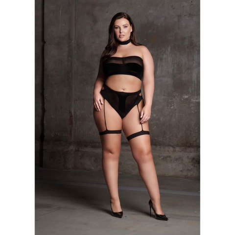 Ananke XII - Three Piece with Choker, Bandeau Top and Pantie with Garters - Plus Size Ananke XII - Three Piece with Choker, Bandeau Top and Pantie with Garters - Plus Size