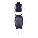 Kala XXXVII - Two Piece with Turtleneck, Crop Top and Skirt - Plus Size