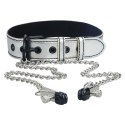 Metallic Silver Collar With Nipple Clamp Metallic Silver Collar With Nipple Clamp