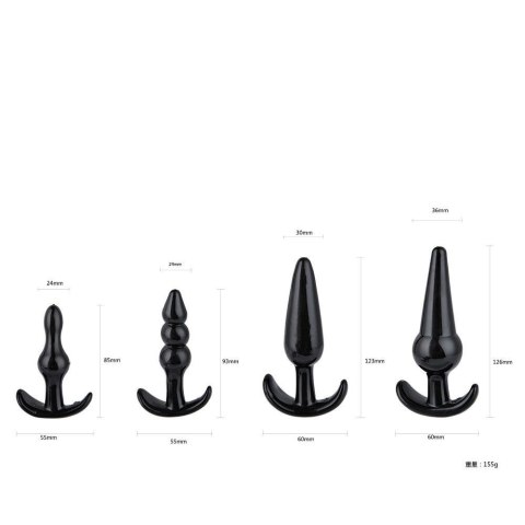 Plug-Quatro Anal Plugs Starter Set- 4-Pack Black Plug-Quatro Anal Plugs Starter Set- 4-Pack Black