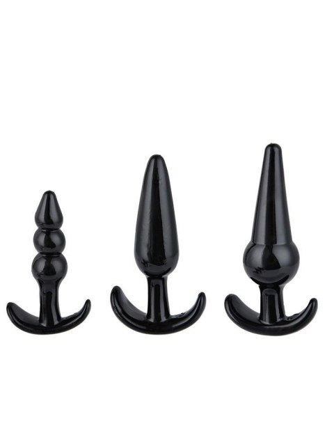 Plug-Triple Anal Plugs Starter Set- 3-Pack Anal Plugs Black Plug-Triple Anal Plugs Starter Set- 3-Pack Anal Plugs Black