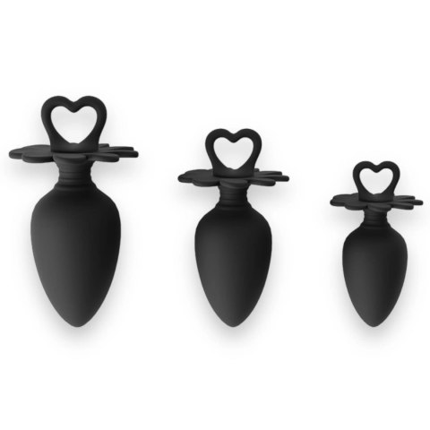 Power Escorts - Heart Plug Anal Starter 3-Pack - S, M & L - Black - quality Silicone - Colour box Power Escorts - Heart Plug Anal Starter 3-Pack - S, M & L - Black - quality Silicone - Colour box