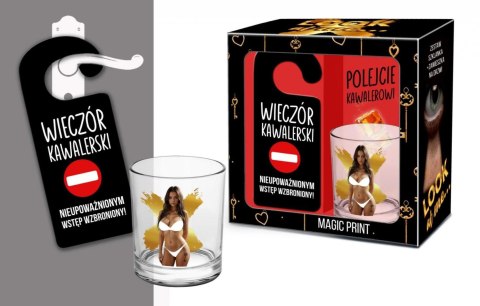 LOOK AT ME - Zestaw szklanka whisky z zawieszką na drzwi - Wieczór kawalerski, nieupoważnionym wstęp wzbroniony LOOK AT ME - Zestaw szklanka whisky z zawieszką na drzwi - Wieczór kawalerski, nieupoważnionym wstęp wzbroniony